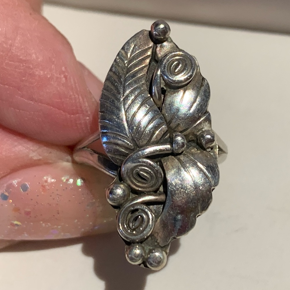 Sterling Navajo Signed TC Thomas Charley Ring Sz 7